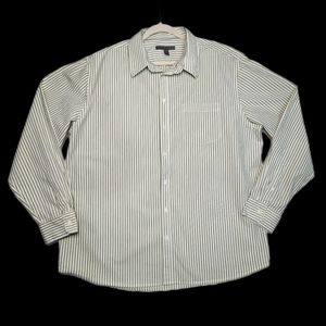 Old NavyLong Sleeve Button Up Shirt Green & White StripeSpring Casual Men's XXL